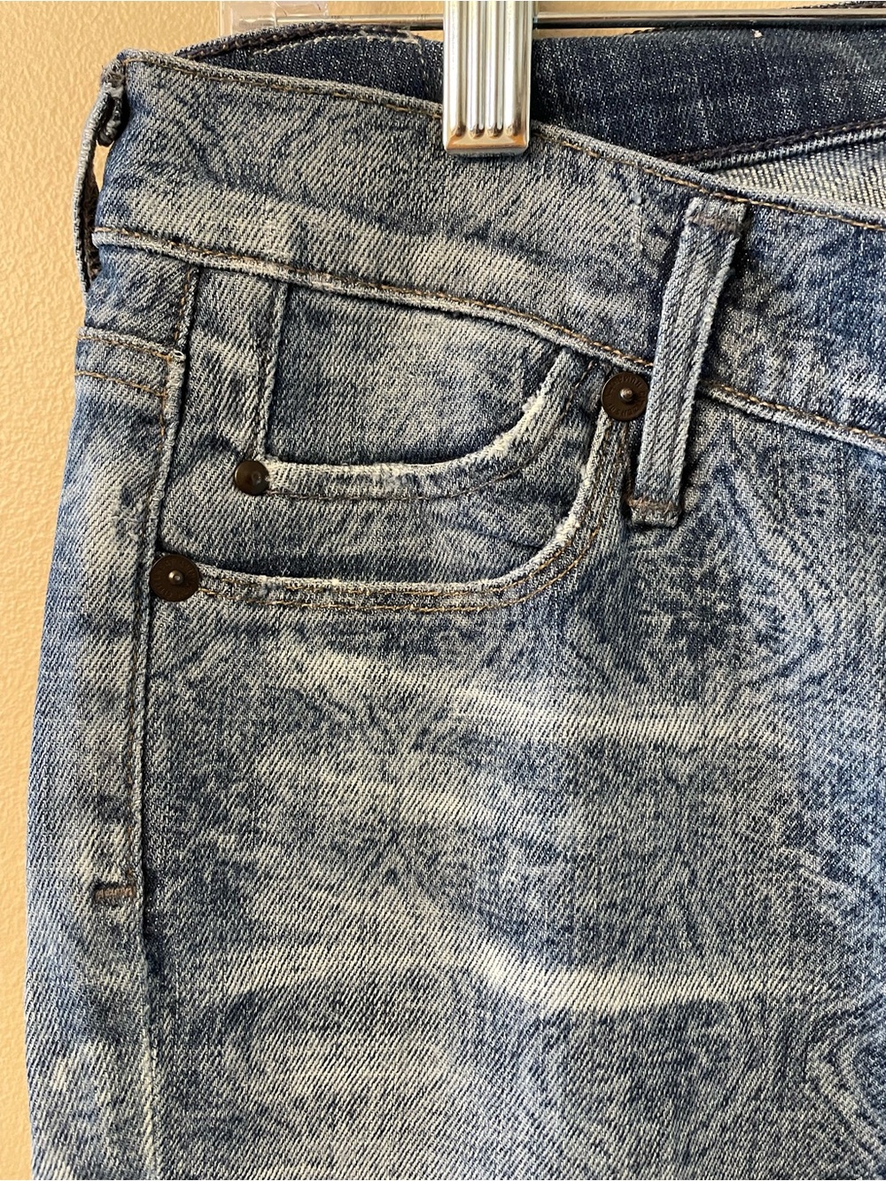 Free People/Citizens of Humanity-Women's Blue Patterned Flare Jeans - Picture 3 of 13